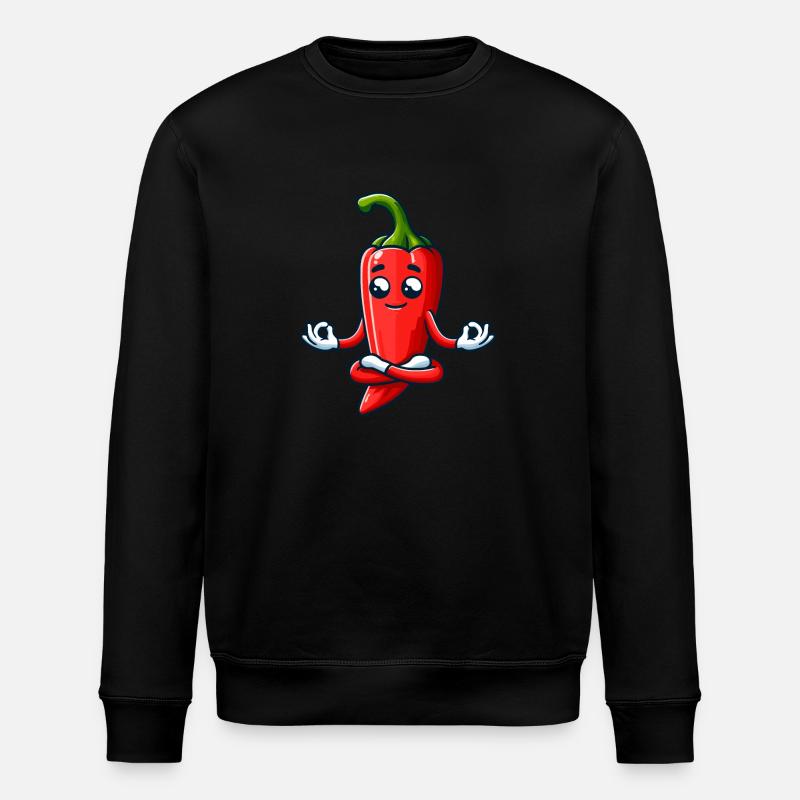 Entspannte Rote Paprika Charakter - Stanley/Stella Unisex Bio-Sweatshirt ROLLER - Schwarz