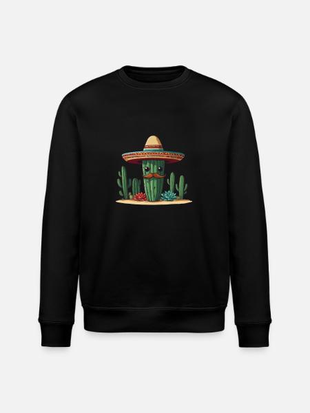 Cactus Fiesta Mexican Holiday Funny - Stanley/Stella ROLLER Unisex Organic Sweatshirt - black