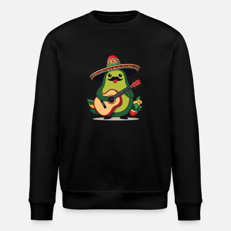 Avocado Mexican Mariachi Guitar Player - Stanley/Stella ROLLER Unisex Organic Sweatshirt - black