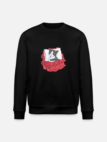Katze Katzen Blumen - Stanley/Stella Unisex Bio-Sweatshirt ROLLER - Schwarz