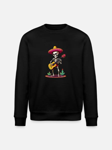 Mexican mariachi skeleton guitarist - Stanley/Stella ROLLER Unisex Organic Sweatshirt - black