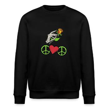 Peace Friedenssymbol Frieden - Stanley/Stella Unisex Bio-Sweatshirt ROLLER - Schwarz - Vorne - Nik (191cm)