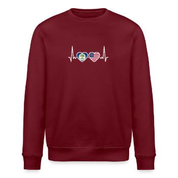 Belize USA Herzschlag Amerikanische Belizische - Stanley/Stella Unisex Bio-Sweatshirt ROLLER - Burgunderrot - Vorne - Nik (191cm)