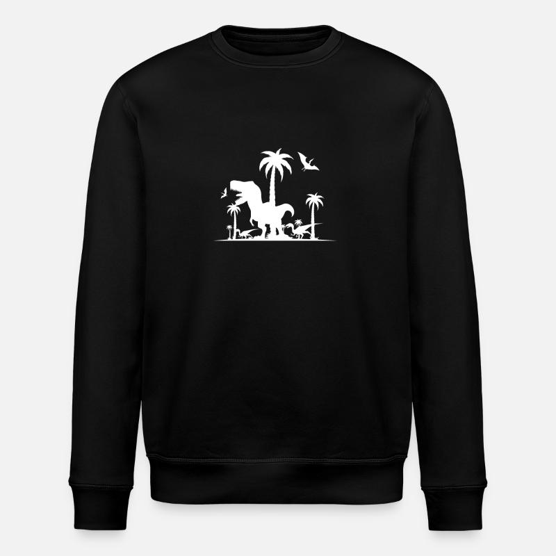 Dinosaurier T-Rex im Urwald - Stanley/Stella Unisex Bio-Sweatshirt ROLLER - Schwarz