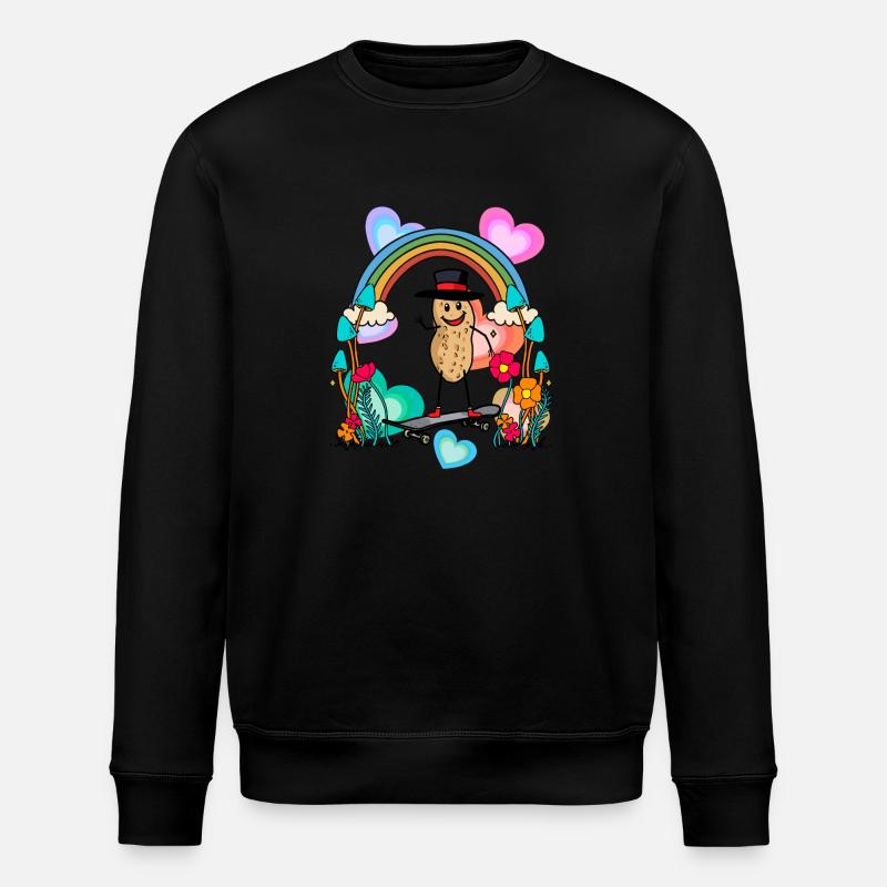 Peanut Peanuts Rainbow Hearts Birthday - Stanley/Stella ROLLER Unisex Organic Sweatshirt - black