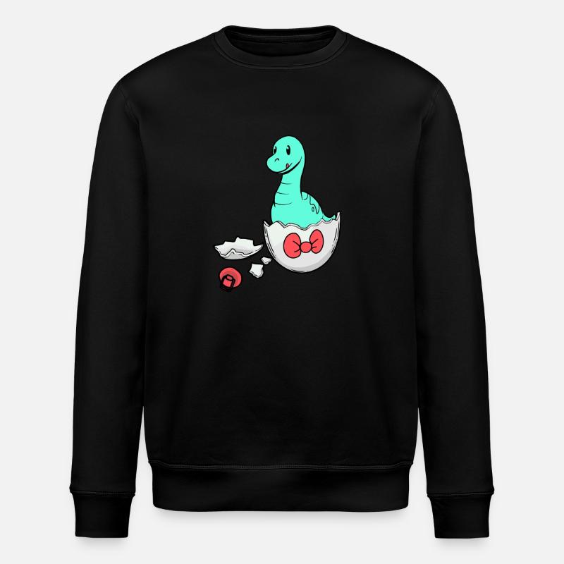 Dino Baby Birth Pregnancy Eggshell - Stanley/Stella ROLLER Unisex Organic Sweatshirt - black