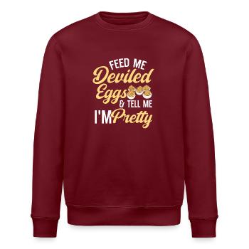 Gefüllte Eier Deviled Eggs - Stanley/Stella Unisex Bio-Sweatshirt ROLLER - Burgunderrot - Vorne - Nik (191cm)