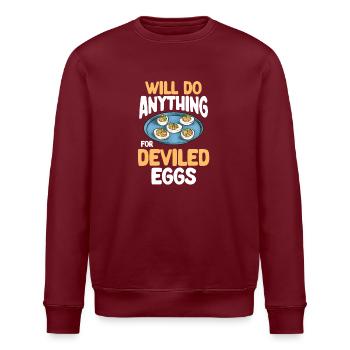 Gefüllte Eier Deviled Eggs - Stanley/Stella Unisex Bio-Sweatshirt ROLLER - Burgunderrot - Vorne - Nik (191cm)