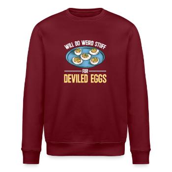 Gefüllte Eier Deviled Eggs - Stanley/Stella Unisex Bio-Sweatshirt ROLLER - Burgunderrot - Vorne - Nik (191cm)