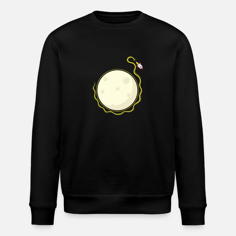 Rocket orbits the moon - Stanley/Stella ROLLER Unisex Organic Sweatshirt - black