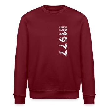1977 Geburtstag Geschenkidee Vintage Edition - Stanley/Stella Unisex Bio-Sweatshirt ROLLER - Burgunderrot - Vorne - Nik (191cm)