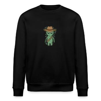 Alien with Cowboy Hat - Stanley/Stella ROLLER Unisex Organic Sweatshirt - black - Front - Nik (191cm)
