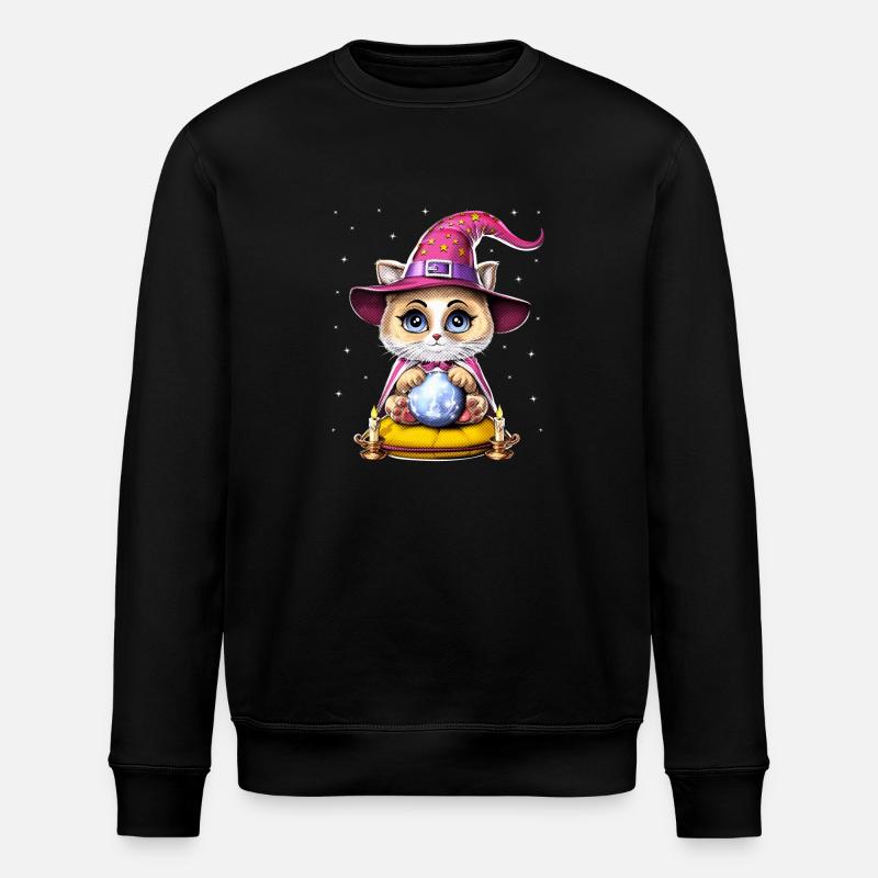 Katze Wahrsagerin - Stanley/Stella Unisex Bio-Sweatshirt ROLLER - Schwarz