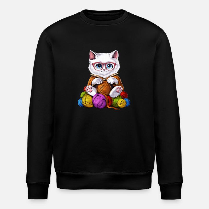 Katze häkeln - Stanley/Stella Unisex Bio-Sweatshirt ROLLER - Schwarz