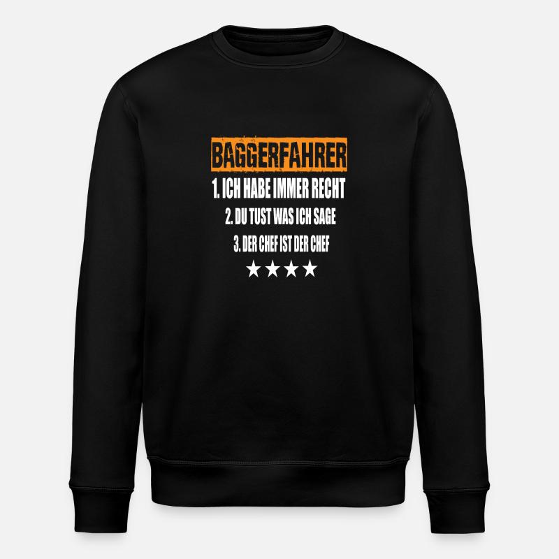 Excavator Operator - Stanley/Stella ROLLER Unisex Organic Sweatshirt - black