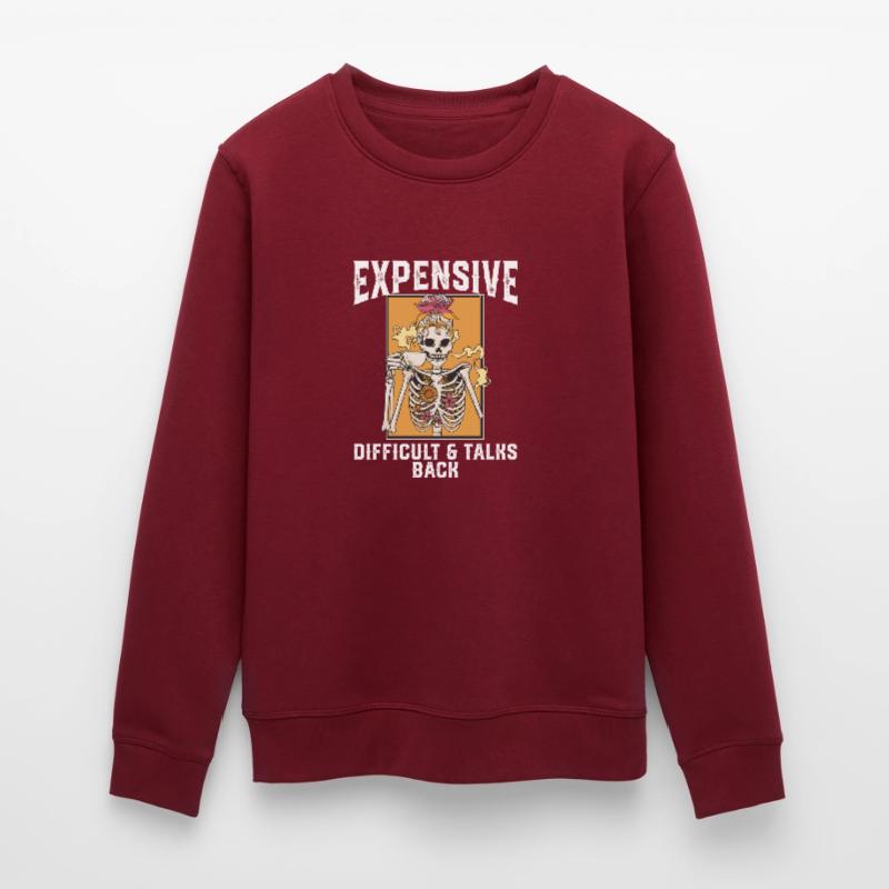 ex Skeleton Drinking Coffee Expensive Difficult An Stanley/Stella ROLLER Unisex Organic Sweatshirt