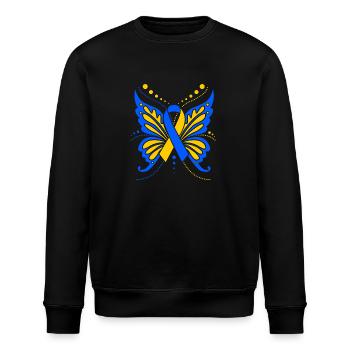 Down Syndrom Schmetterling - Stanley/Stella Unisex Bio-Sweatshirt ROLLER - Schwarz - Vorne - Nik (191cm)