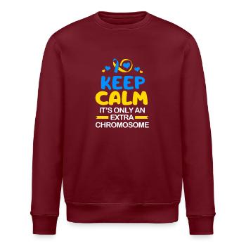 Down Syndrom - Stanley/Stella Unisex Bio-Sweatshirt ROLLER - Burgunderrot - Vorne - Nik (191cm)