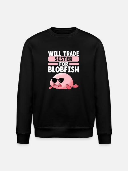 Cute Blob Fish Ugly Fish - Stanley/Stella ROLLER Unisex Organic Sweatshirt - black