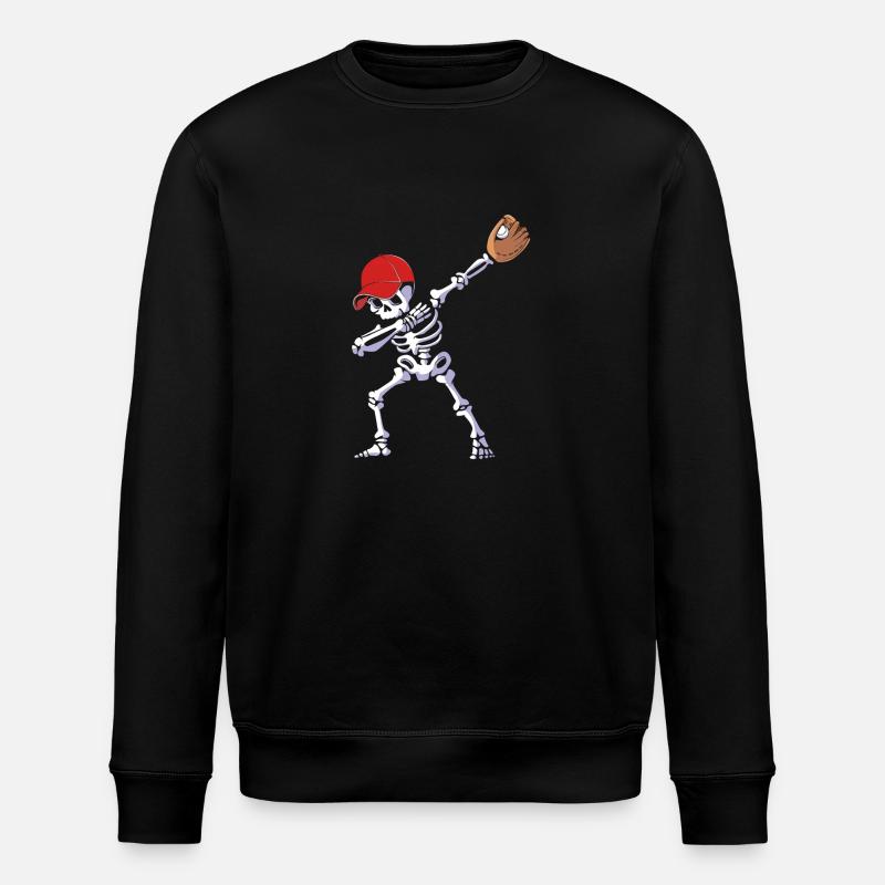 Baseball Skeleton Halloween - Stanley/Stella ROLLER Unisex Organic Sweatshirt - black