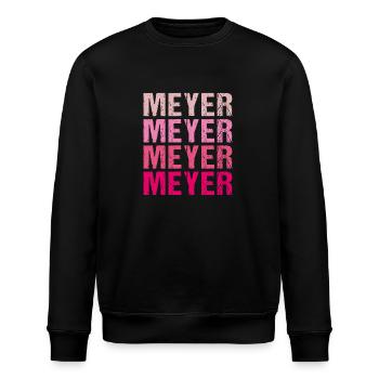 Meyer Familienname Team Retro Geschenkidee - Stanley/Stella Unisex Bio-Sweatshirt ROLLER - Schwarz - Vorne - Nik (191cm)