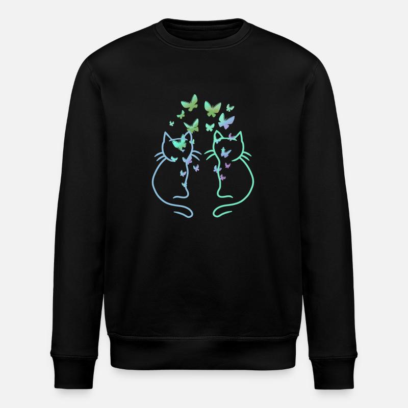 Chats, Chats, Papillons, Printemps - Sweat bio ROLLER Stanley/Stella Unisexe - noir