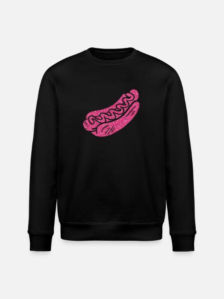 Hot Dog Adult Pink Diamonds - Stanley/Stella ROLLER Unisex Organic Sweatshirt - black