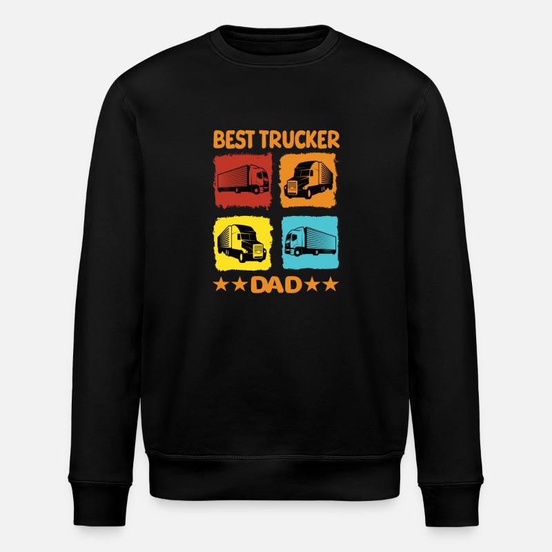 Best Trucker Dad - Stanley/Stella ROLLER Unisex Organic Sweatshirt - black