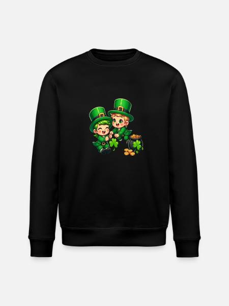 Playful Leprechaun (Irish Leprechaun) Duo - Stanley/Stella ROLLER Unisex Organic Sweatshirt - black