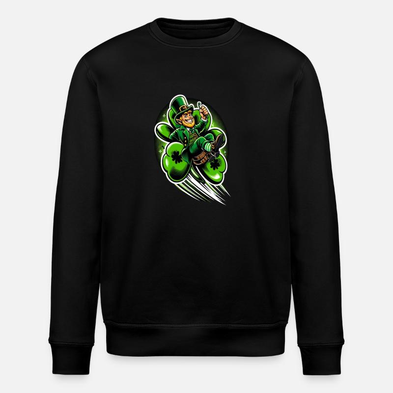Flying Leprechaun (Irish Leprechaun) - Stanley/Stella ROLLER Unisex Organic Sweatshirt - black