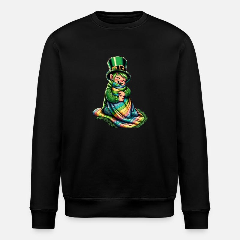 Gemütlicher Leprechaun (Irischer Kobold) - Stanley/Stella Unisex Bio-Sweatshirt ROLLER - Schwarz
