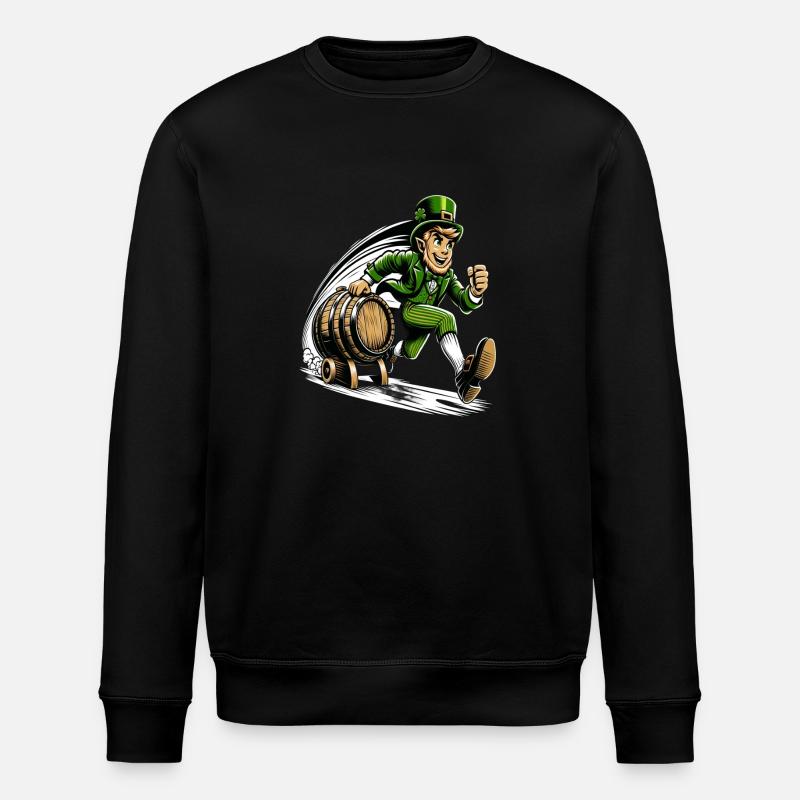 Running Leprechaun (Irish Leprechaun) - Stanley/Stella ROLLER Unisex Organic Sweatshirt - black