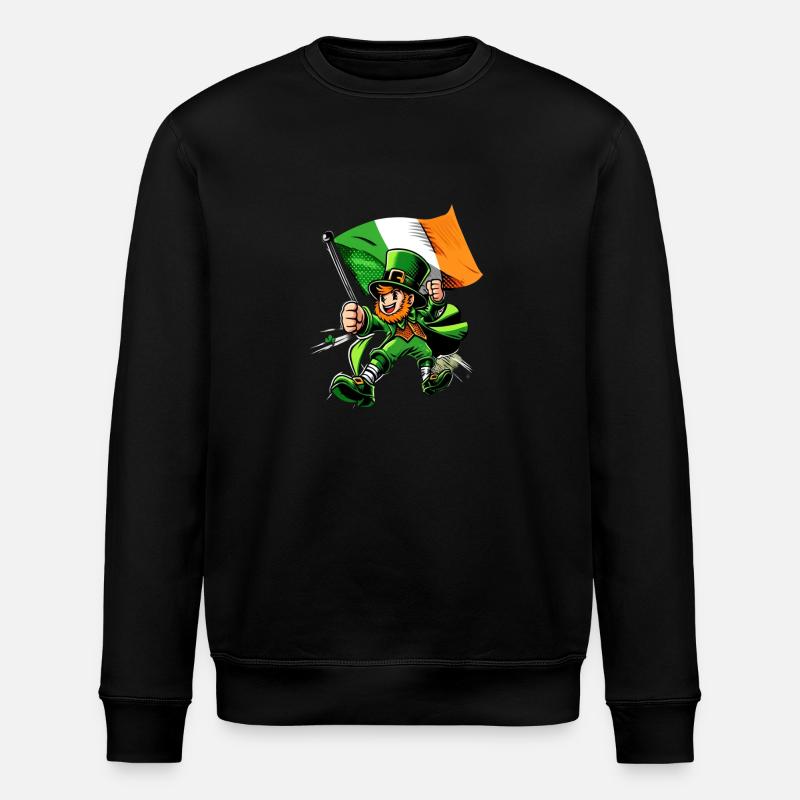 Leprechaun (lutin irlandais) avec drapeau - Sweat bio ROLLER Stanley/Stella Unisexe - noir