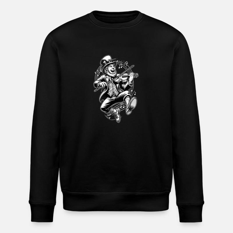 Violin Playing Leprechaun (Irish Leprechaun) - Stanley/Stella ROLLER Unisex Organic Sweatshirt - black