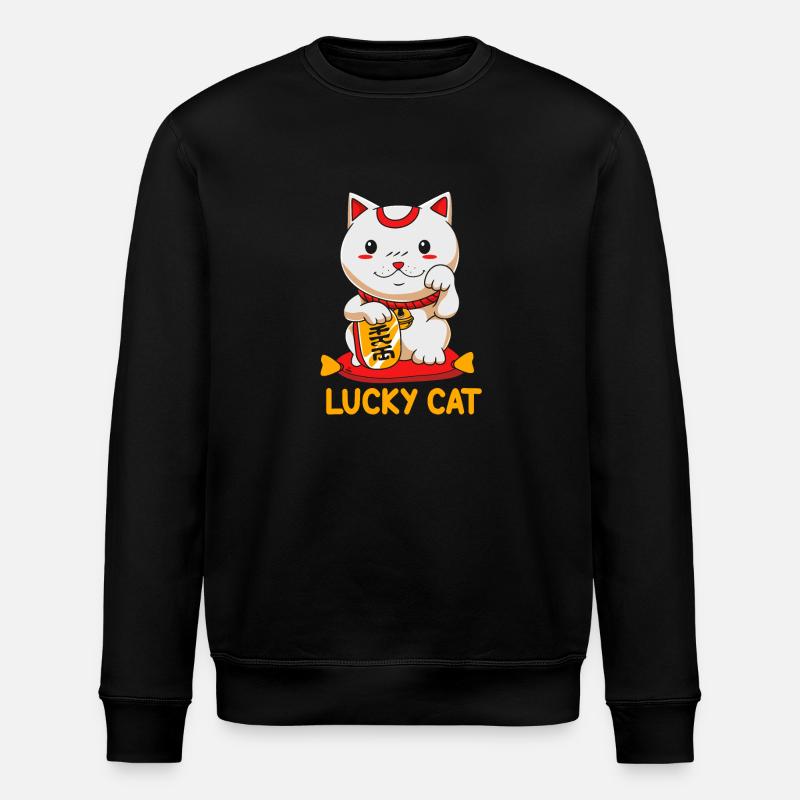 Maneki Neko Japan Glücksbringer - Stanley/Stella Unisex Bio-Sweatshirt ROLLER - Schwarz