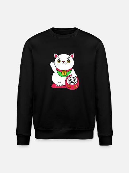 Maneki Neko Japan Lucky Charm - Stanley/Stella ROLLER Unisex Organic Sweatshirt - black
