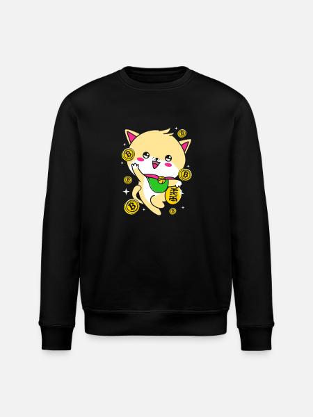 Maneki Neko Japan Lucky Charm - Stanley/Stella ROLLER Unisex Organic Sweatshirt - black