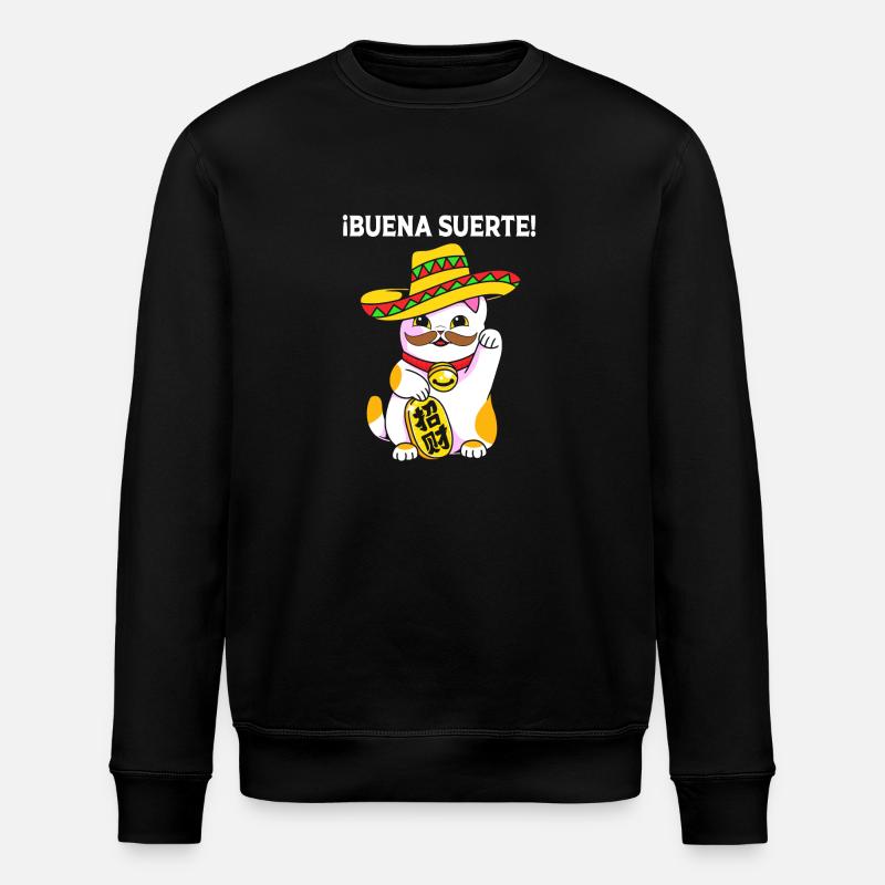Maneki Neko Japan Glücksbringer - Stanley/Stella Unisex Bio-Sweatshirt ROLLER - Schwarz