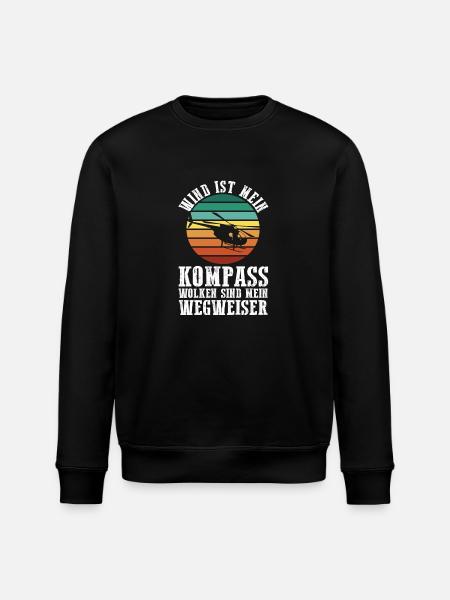 Pilot Fliegen Flieger Helikopter Hubschrauber - Stanley/Stella Unisex Bio-Sweatshirt ROLLER - Schwarz