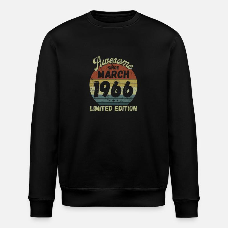 Génial depuis mars 1966 - Anniversaire - Sweat bio ROLLER Stanley/Stella Unisexe - noir