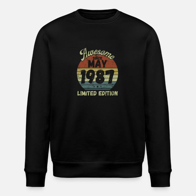 Awesome since May 1987 - Birthday - Stanley/Stella ROLLER Unisex Organic Sweatshirt - black