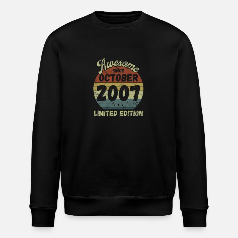 Awesome since October 2007 - Birthday - Stanley/Stella ROLLER Unisex Organic Sweatshirt - black