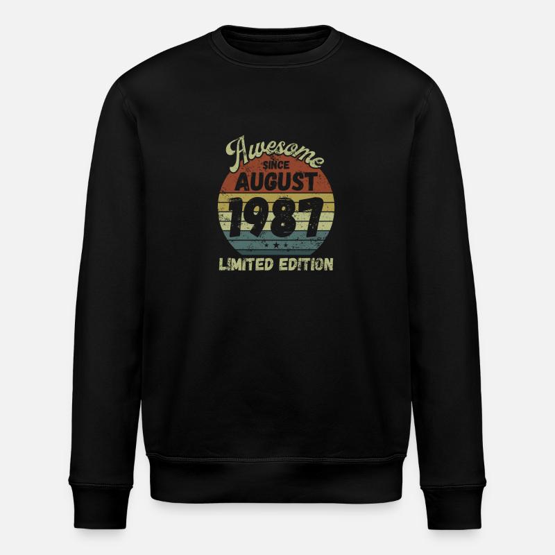Awesome since August 1987 - Birthday - Stanley/Stella ROLLER Unisex Organic Sweatshirt - black