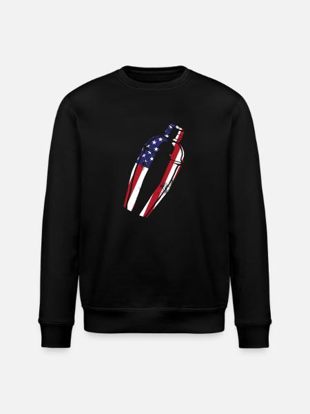 Bartender Mixologist American Flag - Stanley/Stella ROLLER Unisex Organic Sweatshirt - black