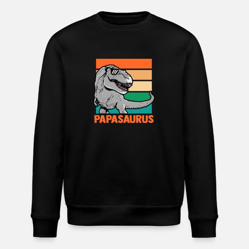 Papa Père Dino Dinosaure Papasaurus - Sweat bio ROLLER Stanley/Stella Unisexe - noir