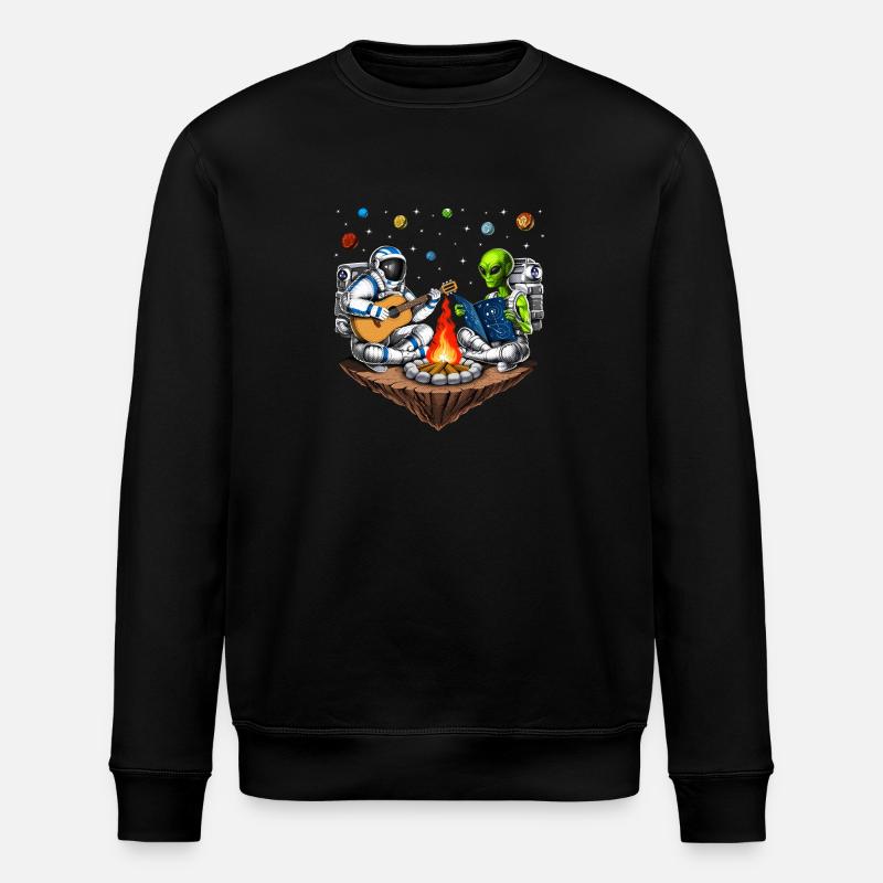Space Astronaut Alien Camping - Stanley/Stella ROLLER Unisex Organic Sweatshirt - black