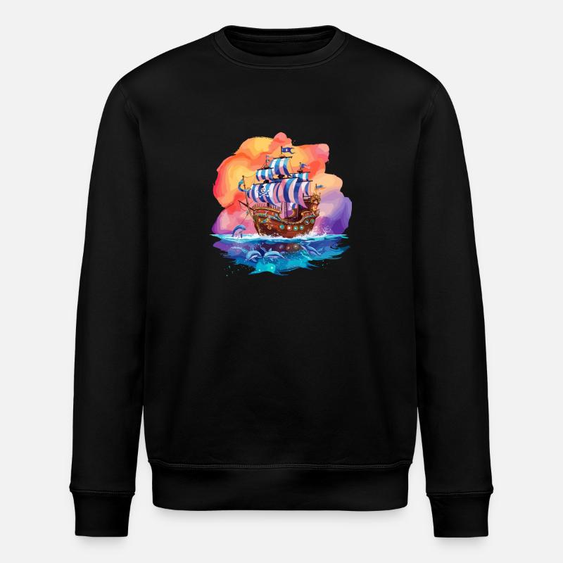 Piratenschiff für Kinder - Stanley/Stella Unisex Bio-Sweatshirt ROLLER - Schwarz