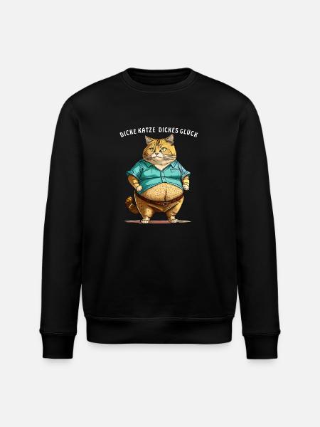 FAT CAT BIG LUCK - Stanley/Stella ROLLER Unisex Organic Sweatshirt - black