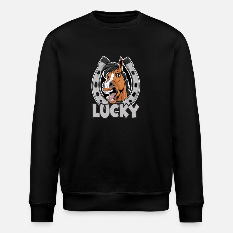 Pferd Lucky Hufeisen - Stanley/Stella Unisex Bio-Sweatshirt ROLLER - Schwarz