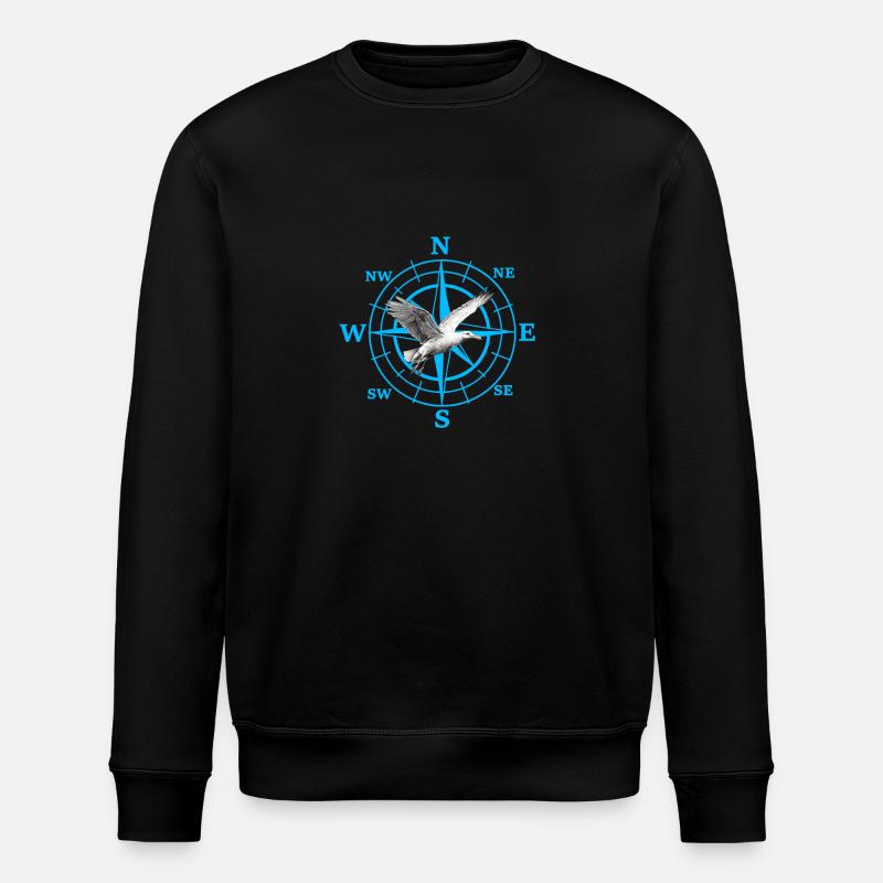 Himmelsrichtung Kompas Windrose Möwe maritim - Stanley/Stella Unisex Bio-Sweatshirt ROLLER - Schwarz